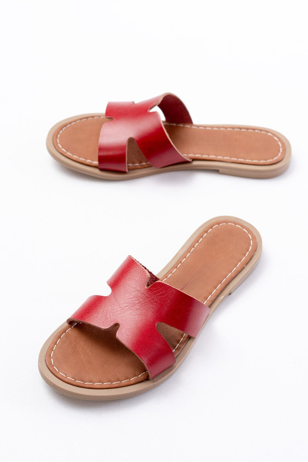 Velion Hakiki Deri Kırmızı Kadın Terlik - ILOVESHOES