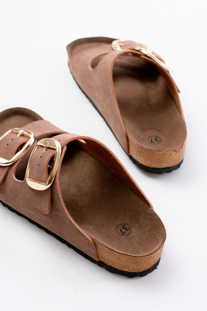 Palona Nubuk Taba Kadın Terlik - ILOVESHOES