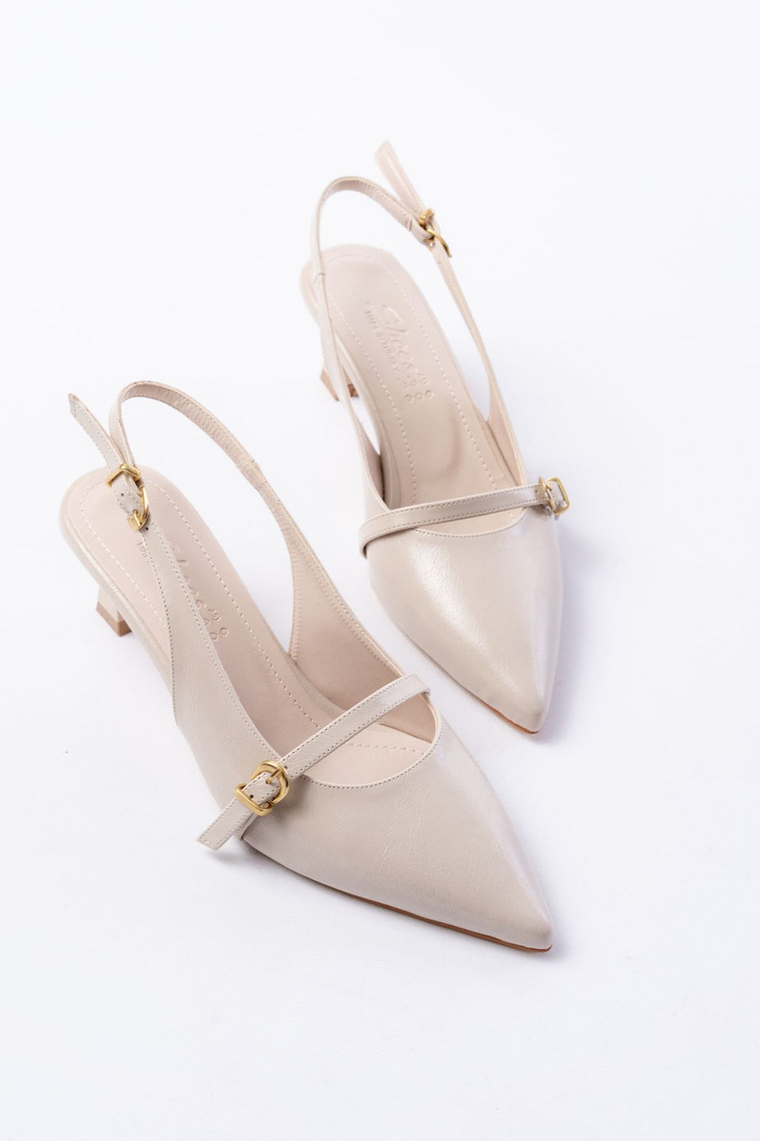 Lorena Mat Deri Bej Toka Detaylı Stiletto - ILOVESHOES