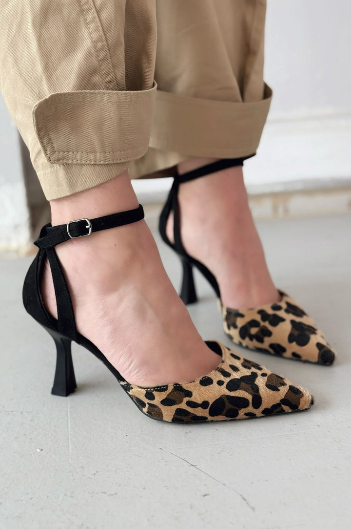 Padewsa Süet Leo Desen Stiletto Siyah - ILOVESHOES