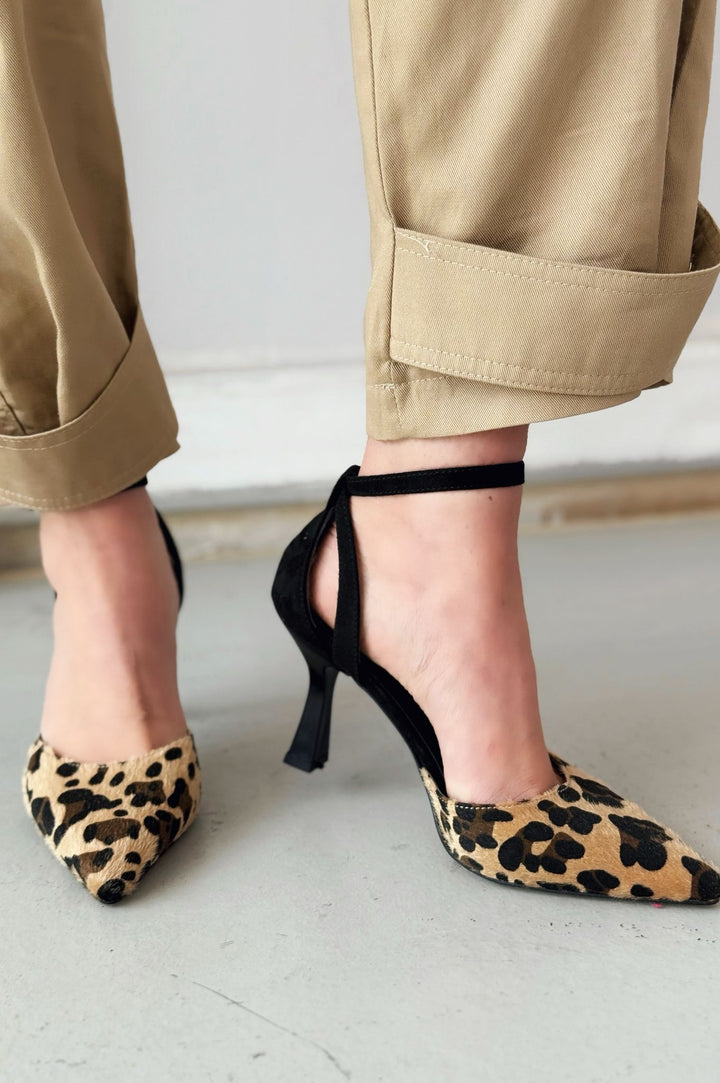 Padewsa Süet Leo Desen Stiletto Siyah - ILOVESHOES