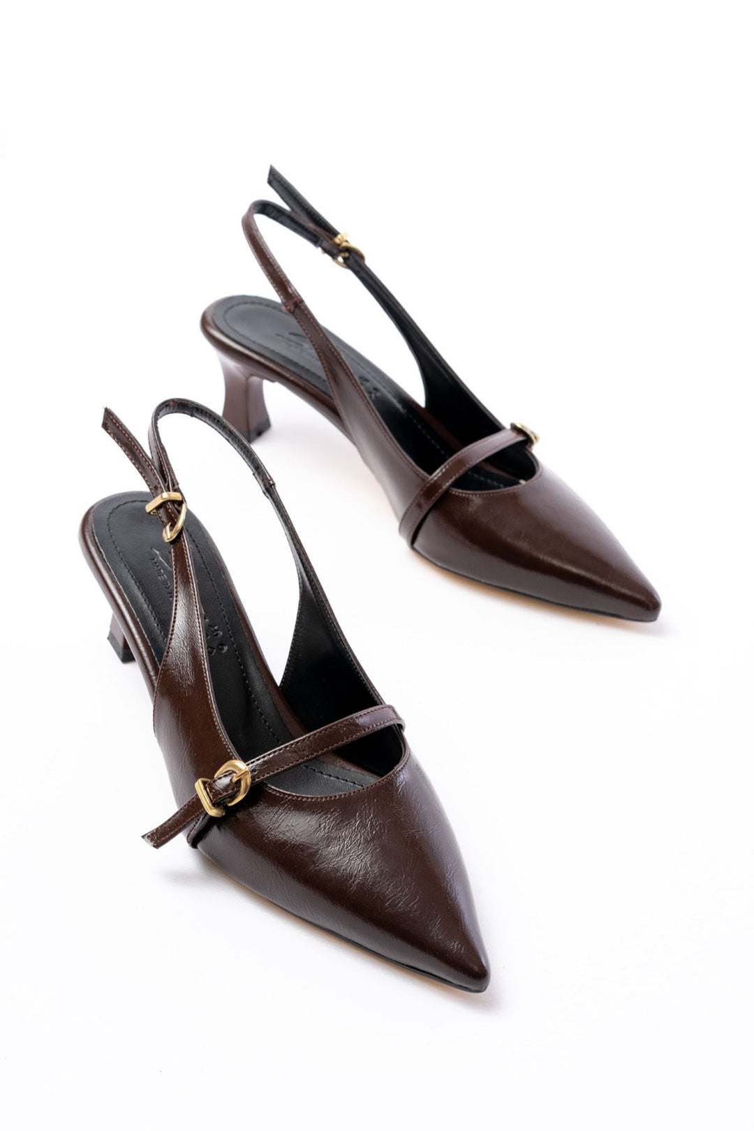 Lorena Mat Deri Acıkahve Toka Detaylı Stiletto - ILOVESHOES