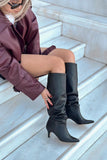 Sollet Black Gusseted Thin Heel Casual Women's Boots