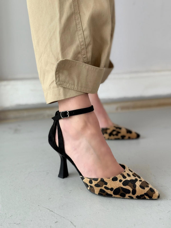 Padewsa Süet Leo Desen Stiletto Siyah - ILOVESHOES