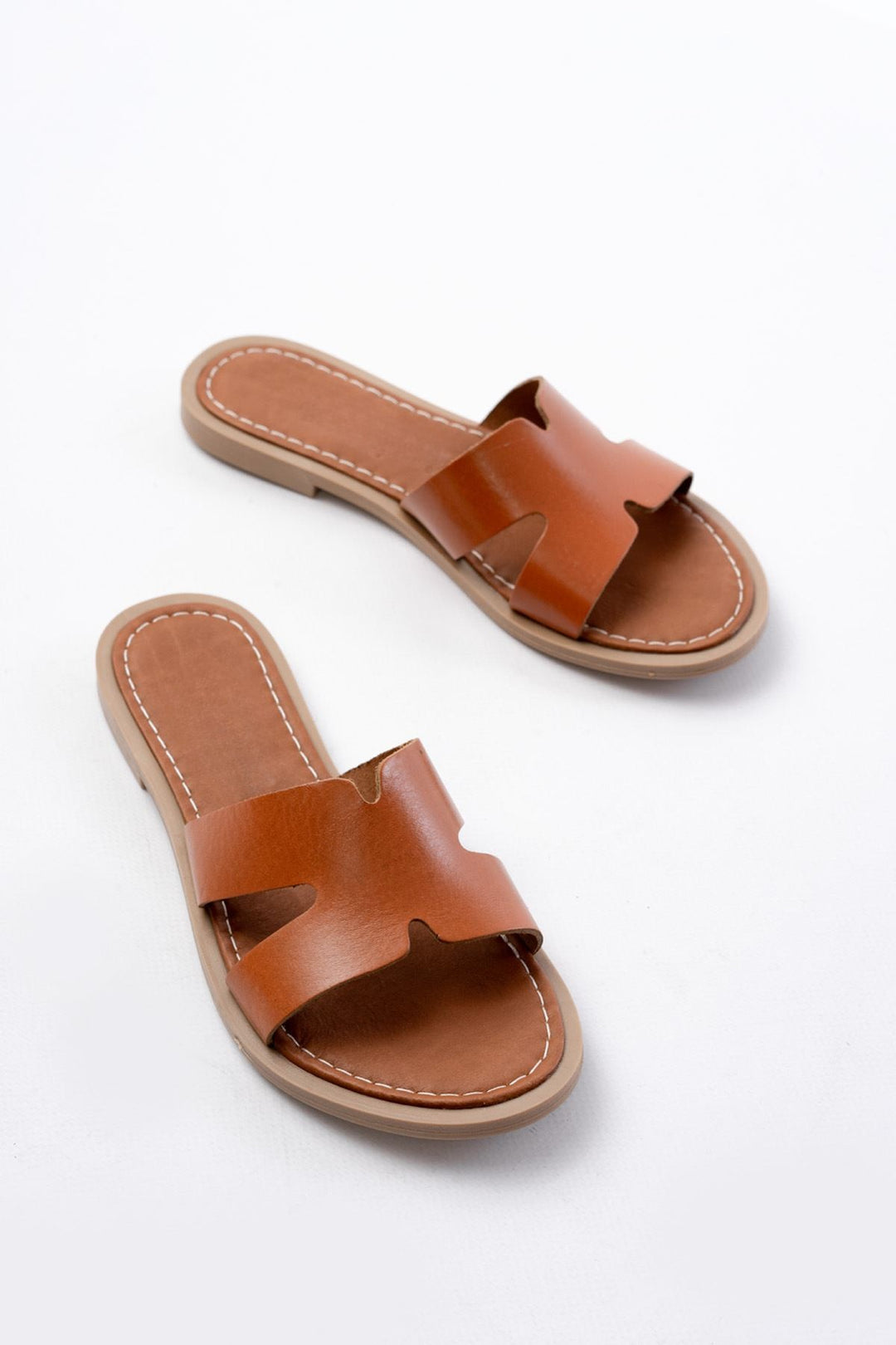 Velion Hakiki Deri Taba Kadın Terlik - ILOVESHOES