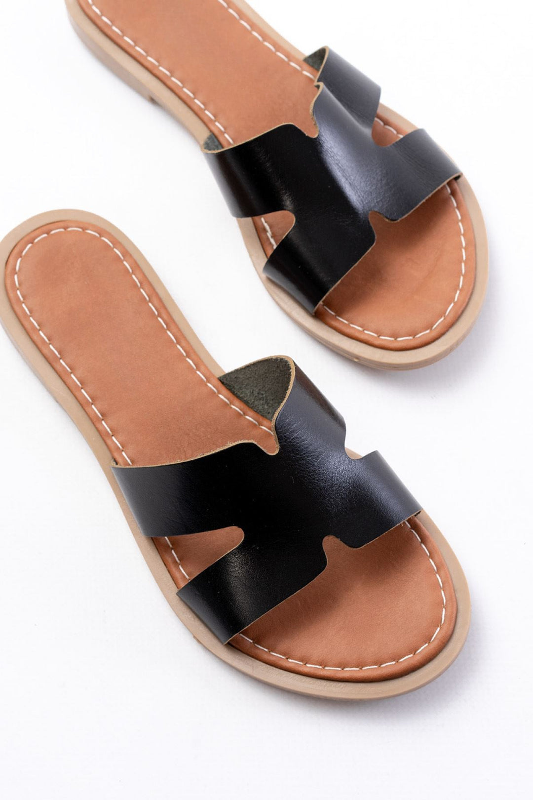 Velion Hakiki Deri Siyah Kadın Terlik - ILOVESHOES