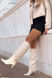 Sollet Beige Gusseted Thin Heel Casual Women's Boots