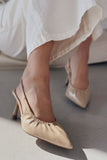 Naline Creased Patent Leather Beige Women's Shoes
